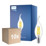 Confezione Multipack 10x Philips MASTER LED E14 Piegato-tip Candela Filamento Chiara 3.4W 470lm - 922-927 Dim To Warm | Miglior Resa Cromatica - Dimmerabile - Sostitutiva 40W