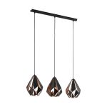 Eglo Luce Pendente Carlton 1 Nero, Rame | Adatto per 3x E27