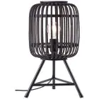 Brilliant Lampada Da Tavolo Legnarow Metallo Bambù Nero Legna | Adatto per 1x E27