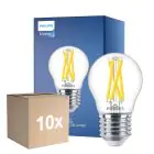 Confezione Multipack 10x Philips MASTER LED E27 Sferica Filamento Chiara 3.5W 470lm - 922-927 Dim To Warm | Miglior Resa Cromatica - Dimmerabile - Sostitutiva 40W