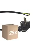 Confezione Multipack 25x Noxion Power Cavo di alimentazione Nero - Schuko Europlug + Estremità aperte - 2m - 3 pole 0,75mm2